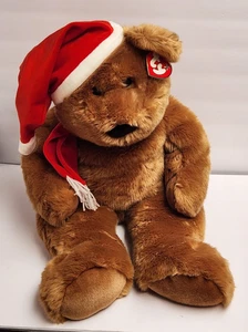 TY 1997 Beanie Buddies 30" Holiday Christmas Santa Hat Brown Bear Plush with Tag - Picture 1 of 4