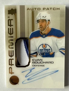 EVAN BOUCHARD 2024-25 Premier /10 GOLD AUTO Patch SSP #01/10 UD Upper Deck #AVEB - Picture 1 of 4