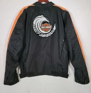 Tennessee Leathers Black Orange Biker Motorcycle Jacket Zip Out Liner Large - Picture 1 of 16
