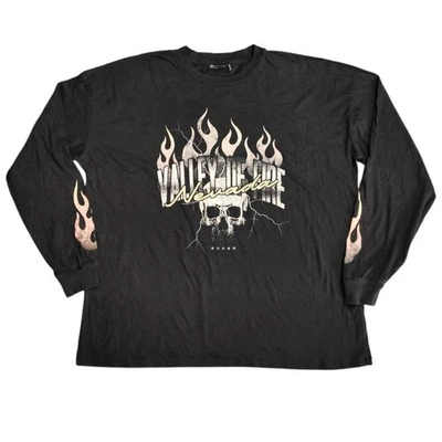 Винтажная футболка с длинным рукавом Valley of Fire Nevada — Skull Flames мотоциклист пустыня США - Изображение 1 из 4