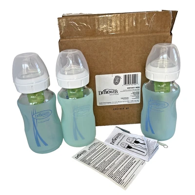 Dr. Brown's Options + Biberones de Vidrio 9oz Paquete de 3 Anti Cólicos Cuello Ancho NUEVO Foto 1 de 4