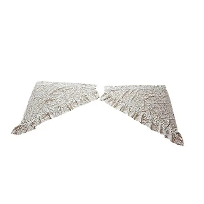 Elegant Beige Lace Swag Style Valance 2 Panels Romantic Floral Design 37x33 in - Image 1 of 4