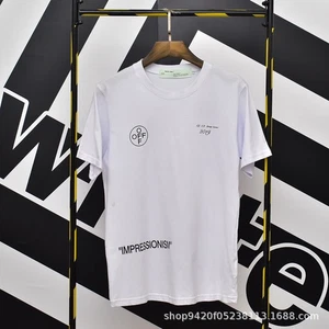 OFFS trendy brand, number with pink arrow print short-sleeved T-shirt WHITES - Picture 1 of 11