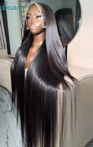 Bone Straight 13X4 HD Transparent Lace Front Wig Brazilian Human Hair Remy Wig - Picture 1 of 10