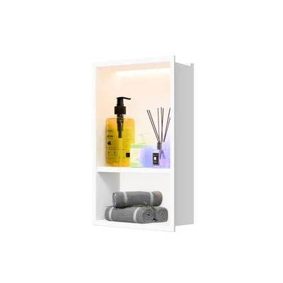 Nicho de ducha iluminado, nicho de pared de baño con tira de luz LED impermeable, sin T... Foto 1 de 4