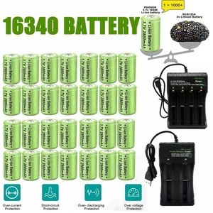 2800mAh Akkus CR123A 16340 Rechargeable Li-Ion Battery / Smart Charger Set - Bild 1 von 27