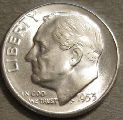 VENDO COMO SE MUESTRA - MONEDA DE DIEZ CENTAVOS ROOSEVELT 1953 S SIN CIRCULAR *** 90% PLATA *** 566 Foto 1 de 4