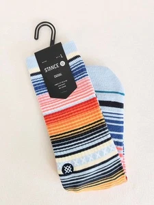 Stance Men's Large 9-13 Curren ST Crew Socks Ice Blue Long Calf Colorful Stripe - Picture 1 of 4