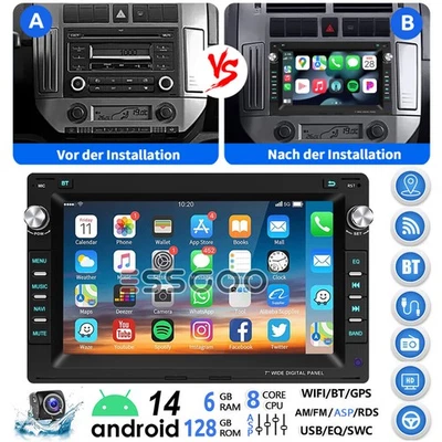 2DIN Für VW Volkswagen Polo 9N Carpaly Android 14 Autoradio GPS Navi DSP 6+128GB - Bild 1 von 4