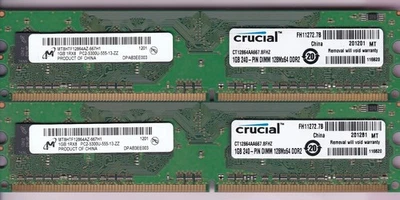 2GB 2x1GB PC2 5300 CRUCIAL MICRON CT12864AA667.8FHZ DDR2-667 DESKTOP MEMORY KIT - Image 1 of 4
