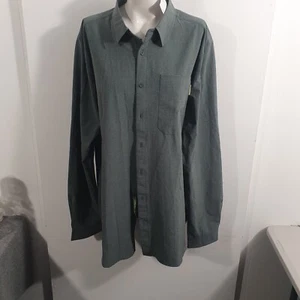 Kathmandu Mens Khaki Green Dark Spruce Long Sleeve Button Trailhead Shirt Sz 2XL - Picture 1 of 7
