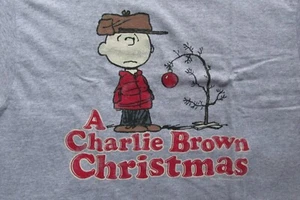Camiseta de Navidad Snoopy Peanuts XL Extra Grande Gris Charlie Brown - Imagen 1 de 2