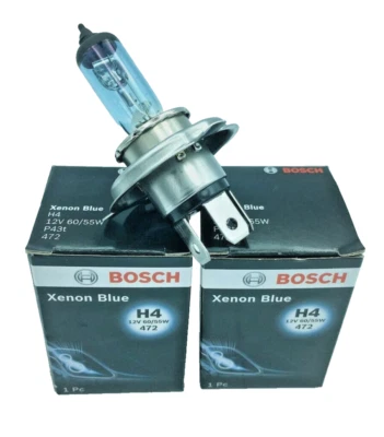 KIT 2 LAMPADE XENON BLUE H4, 12V, 55W BOSCH PER AUDI ALFA ROMEO BMW CITROEN FIAT - Immagine 1 di 4