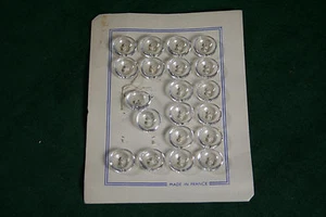 A Card of 20 Clear Art Deco Buttons Hemispherical - Picture 1 of 4