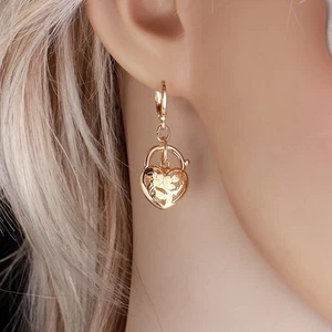 9ct 9k Yellow GOLD Plated Ladies Heart Small Earrings 35mm 1093 UK - Picture 1 of 1