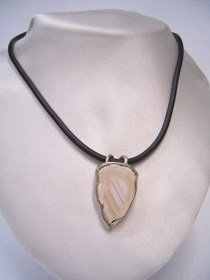 Ciondolo in ARGENTO 925 con AGATA naturale - Caucciù con Pietra Dura pendente - Immagine 1 di 4