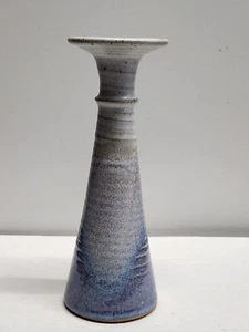 Signed Art Studio Pottery Candlestick Holder Ceramic Pottey Blue Gray Rustic VTG - Picture 1 of 15