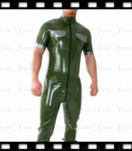 Latex Catsuit Unisex Sleeves Shirt Style 1 Piece Front Zip Customized 0.4mm B40 - Picture 1 of 5