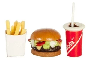 Dolls House Fast Food Burger Fries & Drink Take Away Miniature Food Accessory - Picture 1 of 8