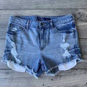 Just USA Ladies Distressed Cut Off Faded Denim Shorts - Size Large K26 - Picture 1 of 4
