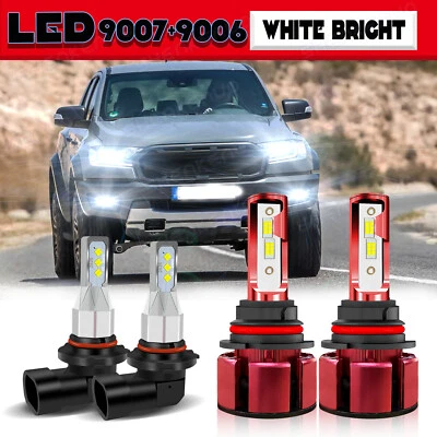 For Ford Ranger 1998 1999 2000 6000K LED Headlight + Fog lamp Bulbs 4x Combo z4 - Image 1 of 4