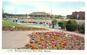 Boating Lake from Vista Walk, Skegness, Lincolnshire. Postcard by Greaves - Picture 1 of 2