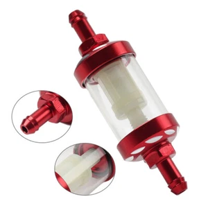 Universal Motorcycle 8MM 5/16 Inline Reusable Motorcycle Gas Fuel Filter Red - Picture 1 of 9
