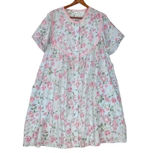 Vintage Women’s Robe Floral Dress One Size Fit In Soft Cotton Alternatives - Picture 1 of 11