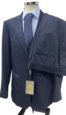 ABITO UOMO SARTORIALE MADE IN ITALY BLU LANA TASMANIA  46 48 50 52 54 56 58 60 - Image 1 of 4
