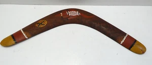 AUSTRALIAN ABORIGINAL ARTIST PAINTED BOOMERANG CROCODILE - Picture 1 of 6