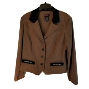 R&K Originals Women's Suit Jacket Size 14 Two tone Brown Buttoned  - Picture 1 of 6