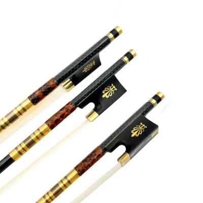3pcs Carbon Fiber Violin Bow 4/4 AAA Bow Hair Straight Abalone Ebony Bow Frog - Image 1 of 4