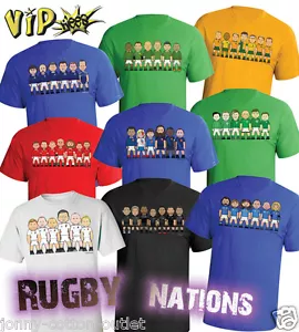 VIPwees Herren BIO Baumwolle T-Shirt Rugby Union Legends 6/Tri Nationen Team auswählen - Bild 1 von 41