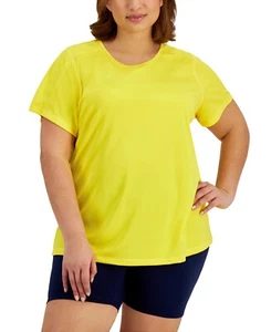 Ideology Women's Plus Size 4X Lemon Mesh Birdseye Short Sleeve T-shirt Top - Picture 1 of 1