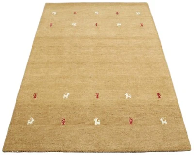 Orient Teppich 100% Wolle 160X230 cm Gold Orange Handarbeit Handgetuftet T932 - Bild 1 von 4