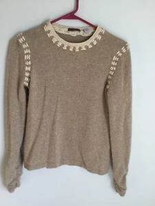 Cullen Womens Small Cashmere Sweater Brown Accented Collar - Picture 1 of 9