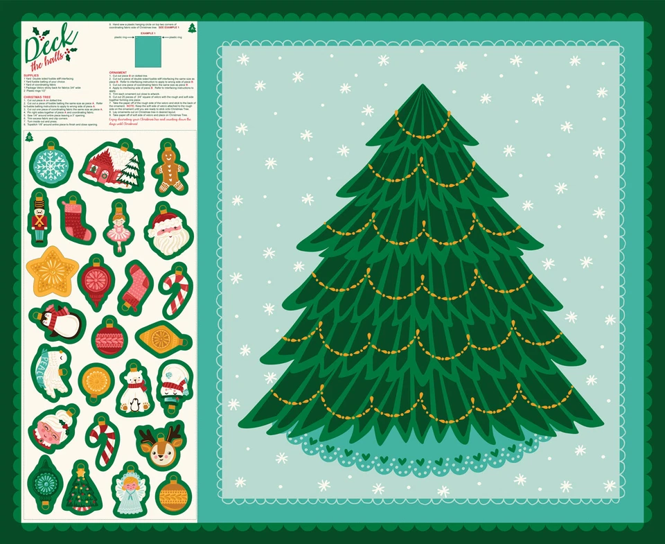 Deck The Halls Count Down To Christmas Tree MODA Cotton Fabric Project 36" Panel - Image 1 of 1