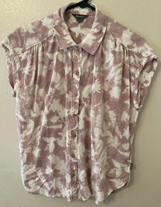 Eddie Bauer Sleeveless Top Women's Size Small Mauve/White Floral Button Up - Picture 1 of 10