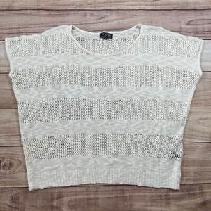 POL Open Knit Striped Sweater Women’s Large Sleeveless Boxy Scoop Neck Boutique - Picture 1 of 7