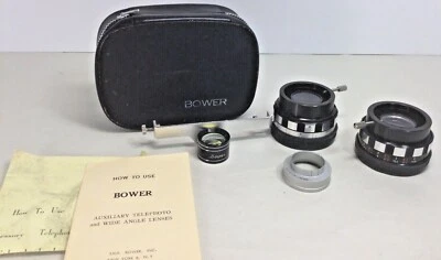 Bower Auxiliary Telephoto Wide Angle Lenses Finder Case Polaroid Paperwork NICE - Image 1 of 4