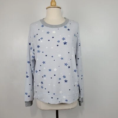 Espléndido Pijama Gris Con Estrellas Azules y Blancas Muy Suave Hombro Caído Top Talla M Foto 1 de 4