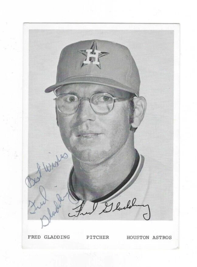 Autographed Signed FRED GLADDING Houston Astros 3 1/2 x 5" Picture Postcard COA - Image 1 of 1