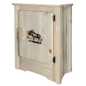 Montana Woodworks Homestead Wood Accent Cabinet with Moose Design in Natural - Picture 1 of 6