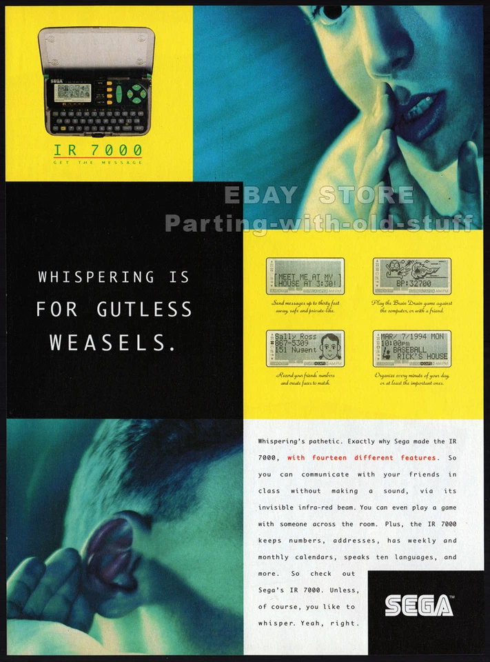 SEGA IR 7000__Original 1994 print AD game promo / Sega Message System advert - Image 1 of 1