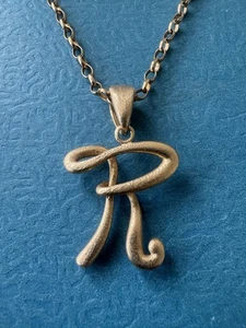 VINTAGE ITALY .925 STERLING SILVER & 14k GOLD VERMEIL R INITIAL NECKLACE SZ 18” - Picture 1 of 10