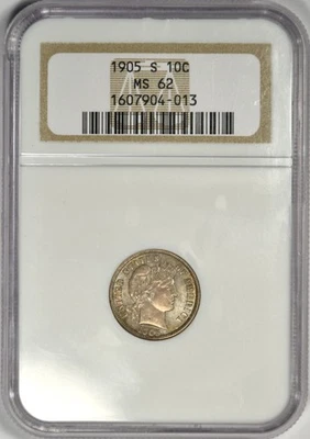 1905-S BARBER DIME ~ NGC MS62 - Image 1 of 4
