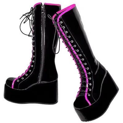 Platform Pumps Size 49 Women Large Size 50 Patent Leather Wedges Knee High Boots - Image 1 of 4