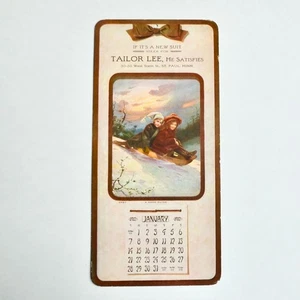 Calendario publicitario 1912 enero sastre Lee St Paul Minnesota escena de invierno - Imagen 1 de 5