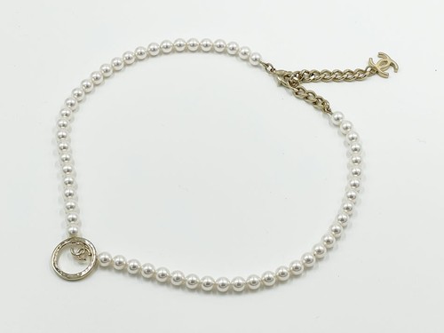 CHANEL Collana Metallo Costume Perla Oro Bianco B24C Abc574 B15351 Nu392