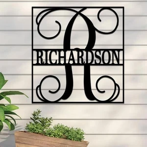 Fancy Split Monogram in Square Sign - Picture 1 of 9